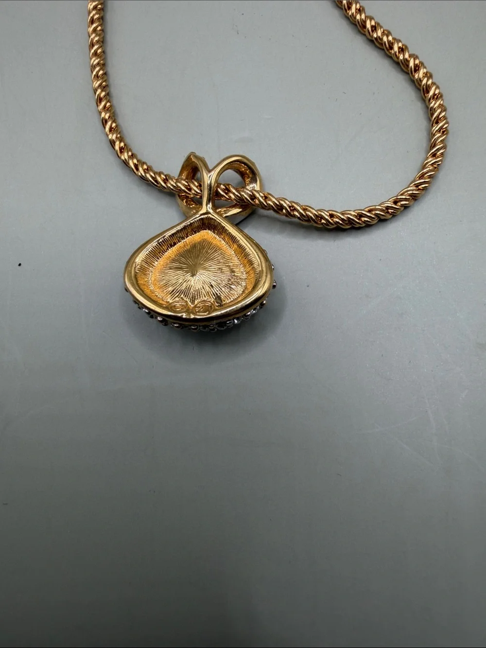 Vintage Swarovski Crystal Pendant Necklace, Clear Teardrop Pendant 16 inches